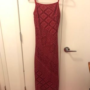 SALE! Red Crochet Lace Dress with Fringe